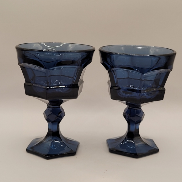 Fostoria Other - Vintage Fostoria Virginia Dark Blue Sherbet Champagne Glasses set of 2